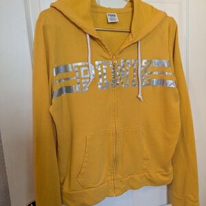 PINK Victoria's Secret Yellow Hoodie with Silver Accents